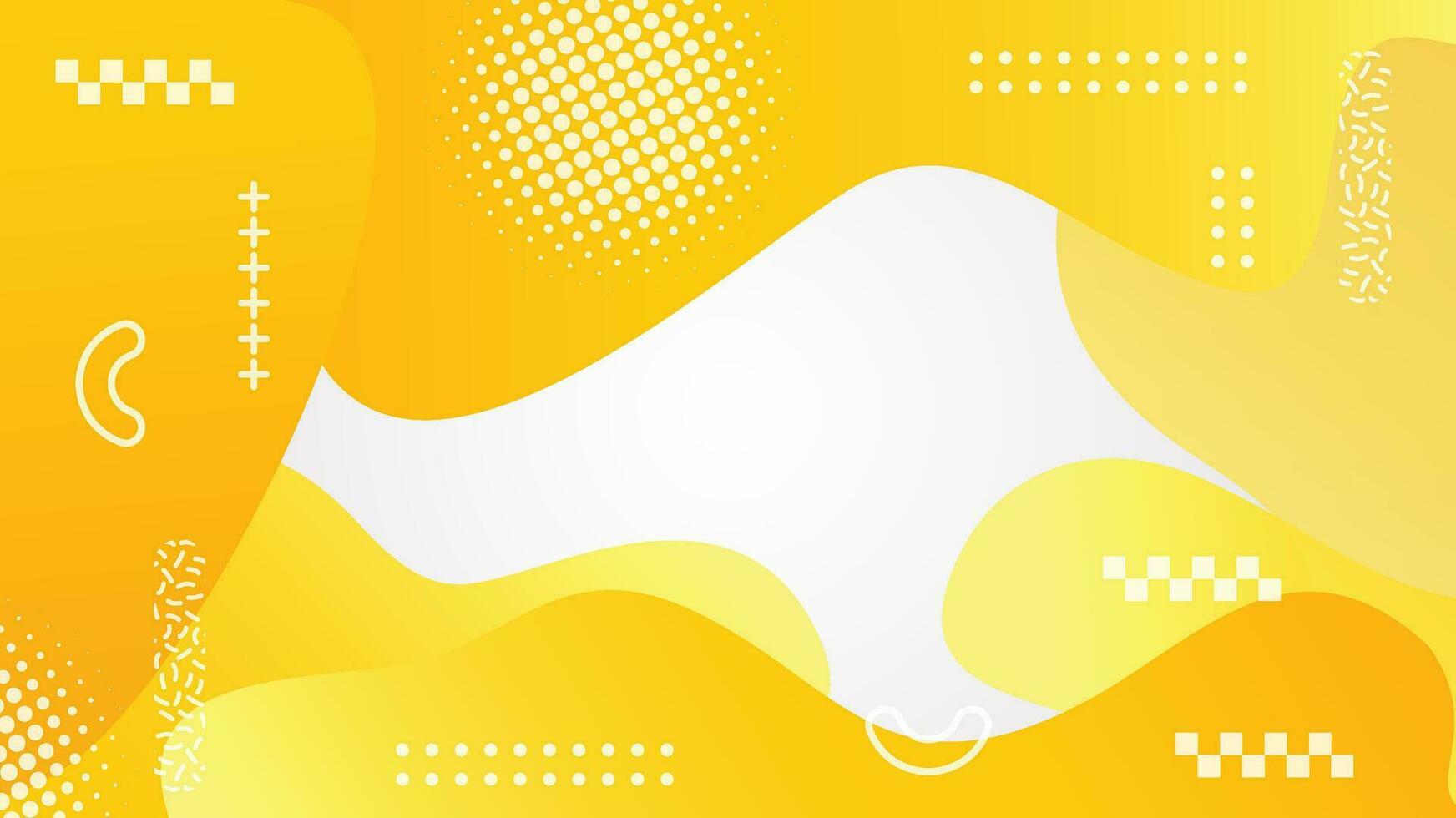 Prinwhite and yellow dynamic fluid shapes abstract background vector