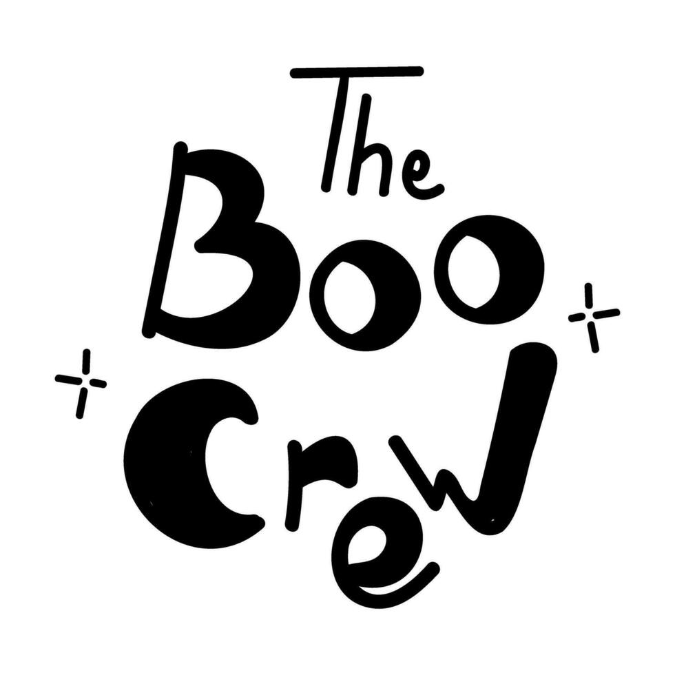 The boo crew lettering doodle Halloween vector illustration