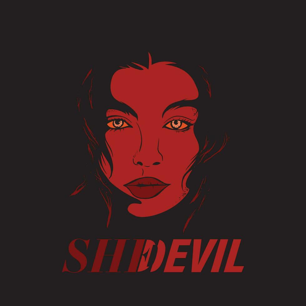 she devil with lettering custome vector