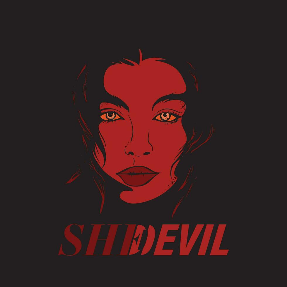 ella diablo con letras personalizado vector