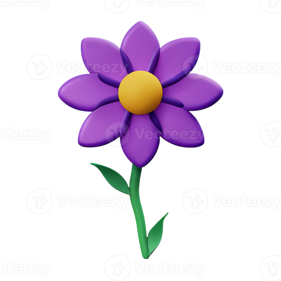 purple flower 3d rendering icon illustration png