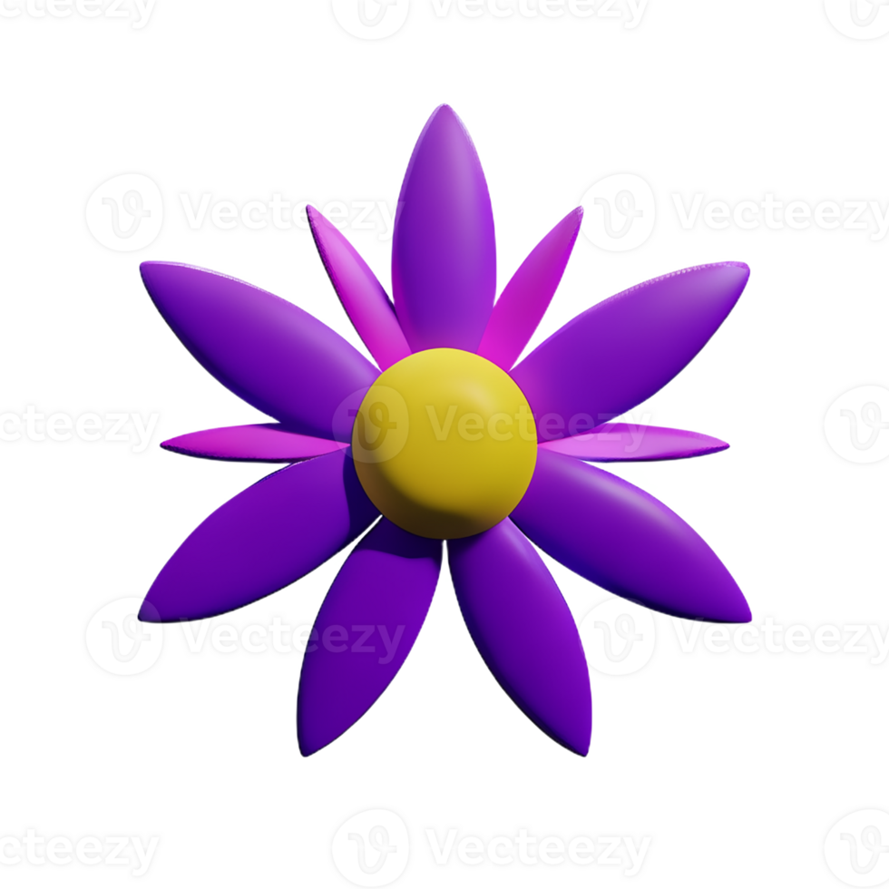 violet fleur 3d le rendu icône illustration png