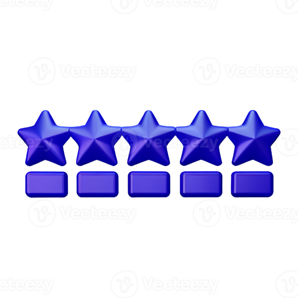 review 5 star 3d rendering icon illustration png