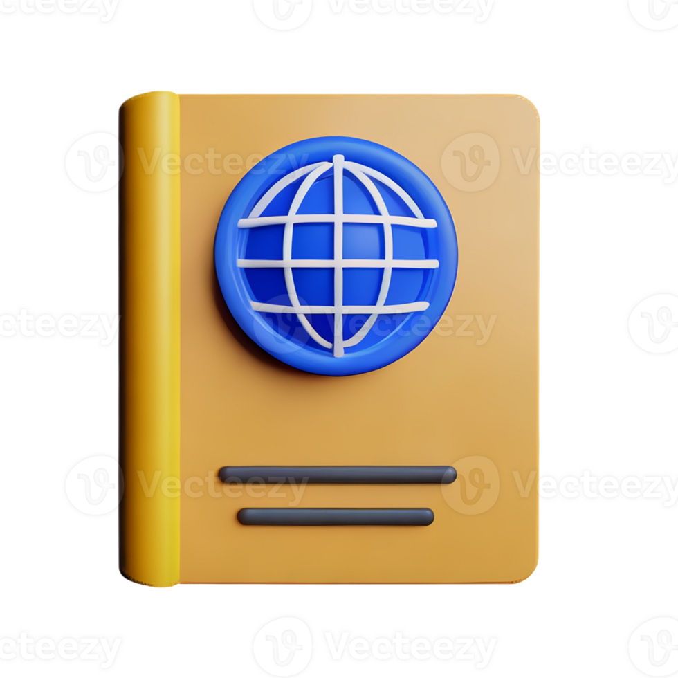 passport 3d rendering icon illustration png