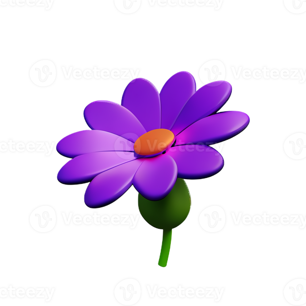 purple flower 3d rendering icon illustration png