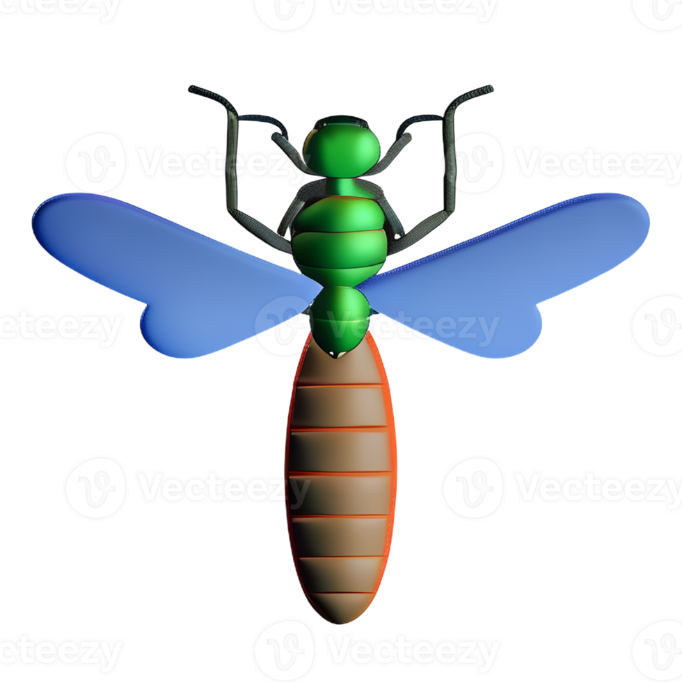dragonfly 3d rendering icon illustration png