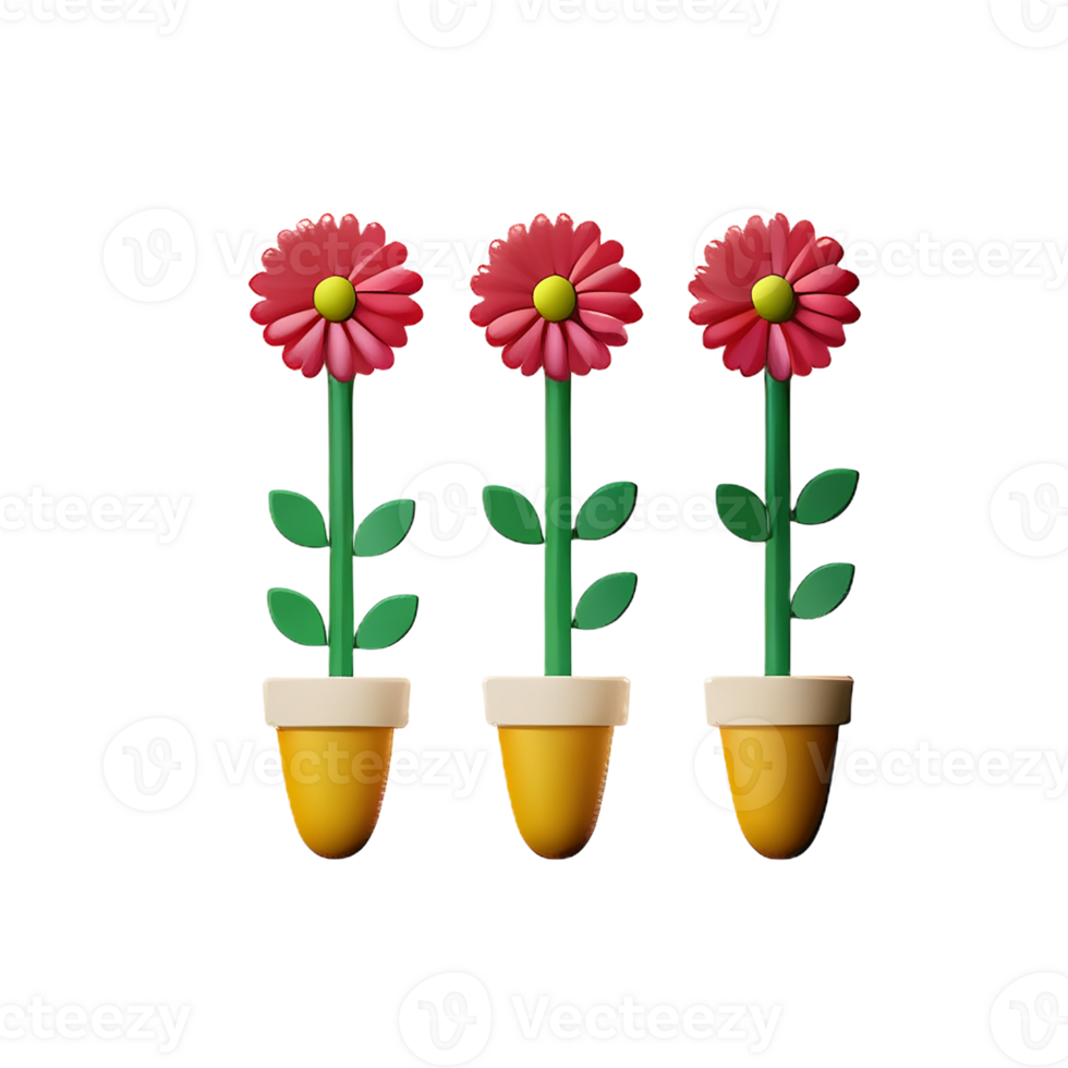 wild flowers 3d rendering icon illustration png