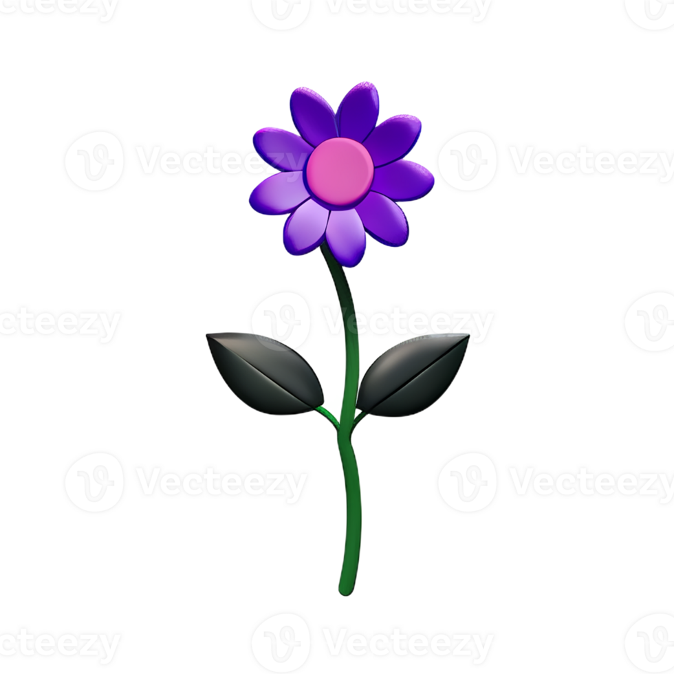 purple flower 3d rendering icon illustration png