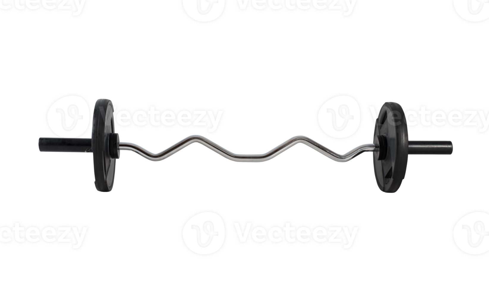 Isolated curved barbell, equipment of a gym png