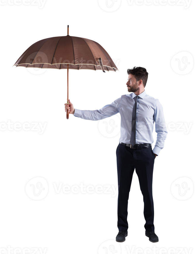businessman covers something with an big umbrella png