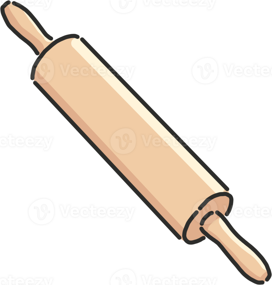 Kitchen items Rolling pin cartoon style png