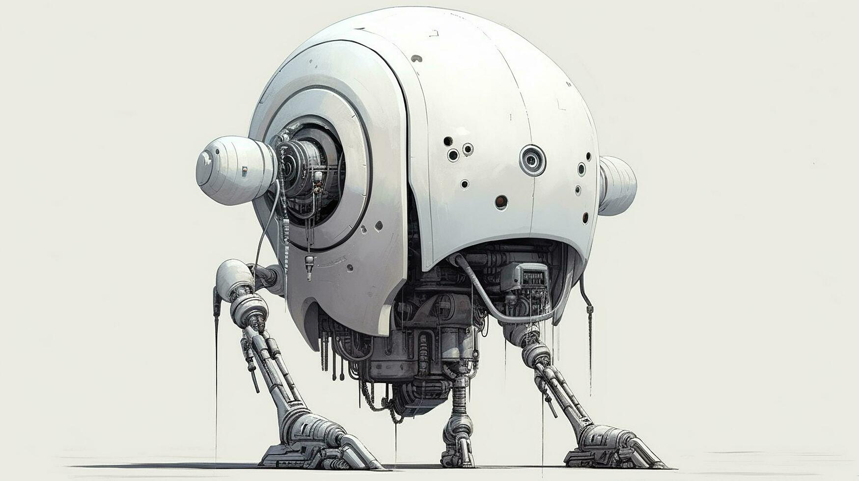 Close up Monochrome droid AI Generated Image photo