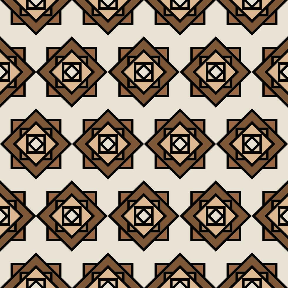 Abstract brown square shape on light brown background seamless vector