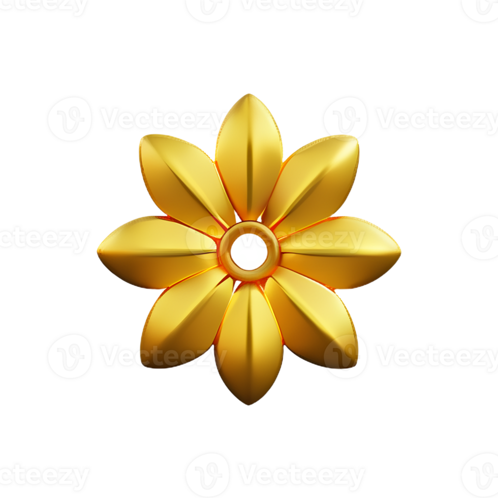 gold flower 3d rendering icon illustration png