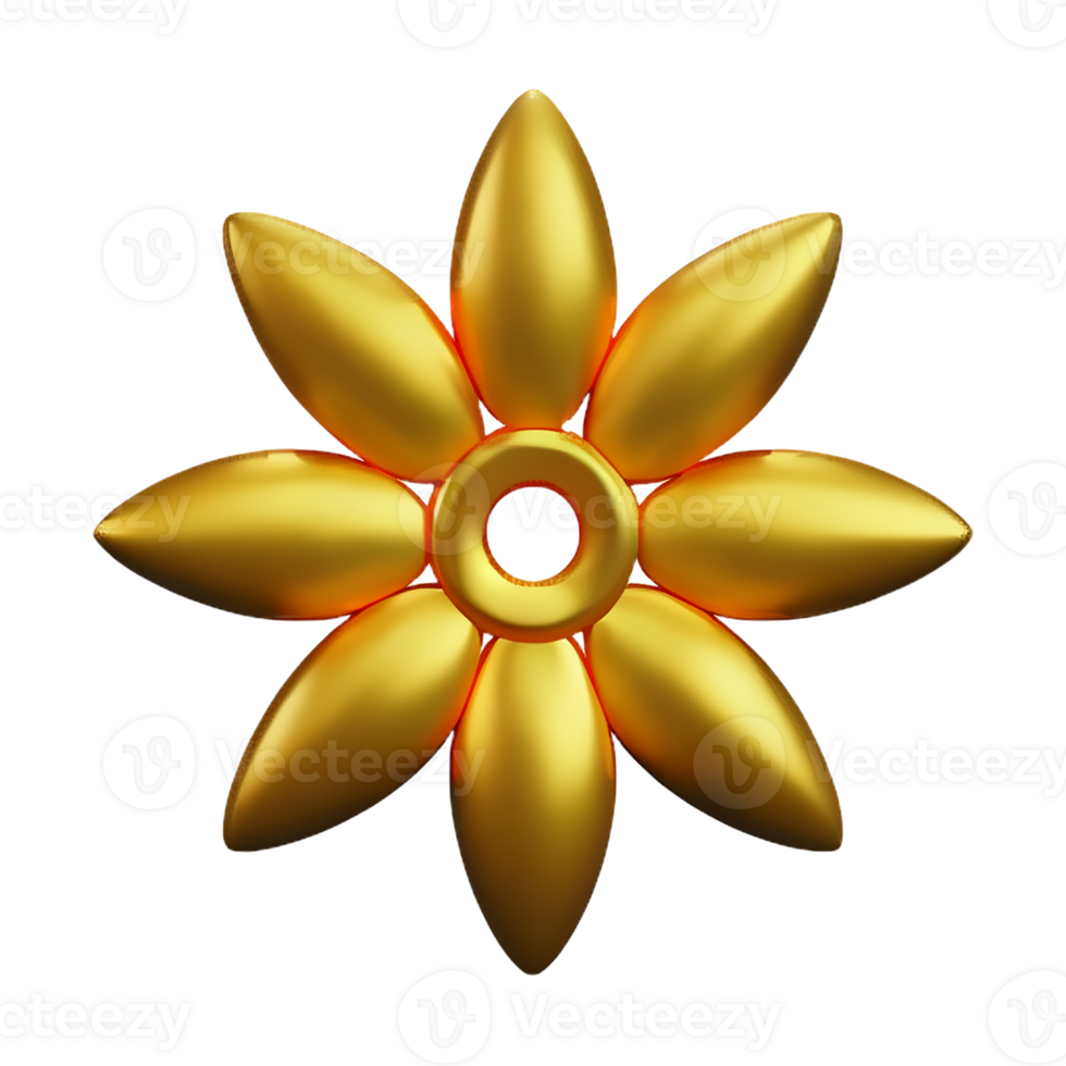 gold flower 3d rendering icon illustration png