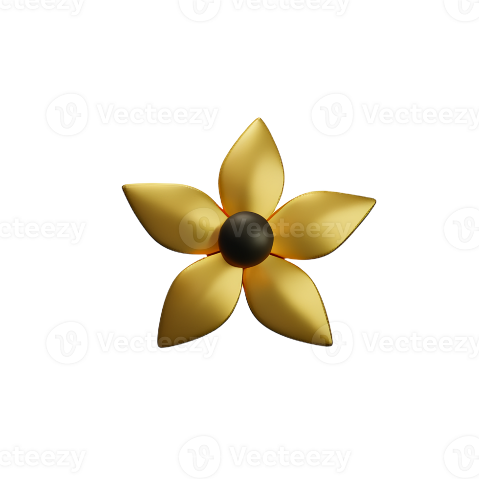 gold flower 3d rendering icon illustration png