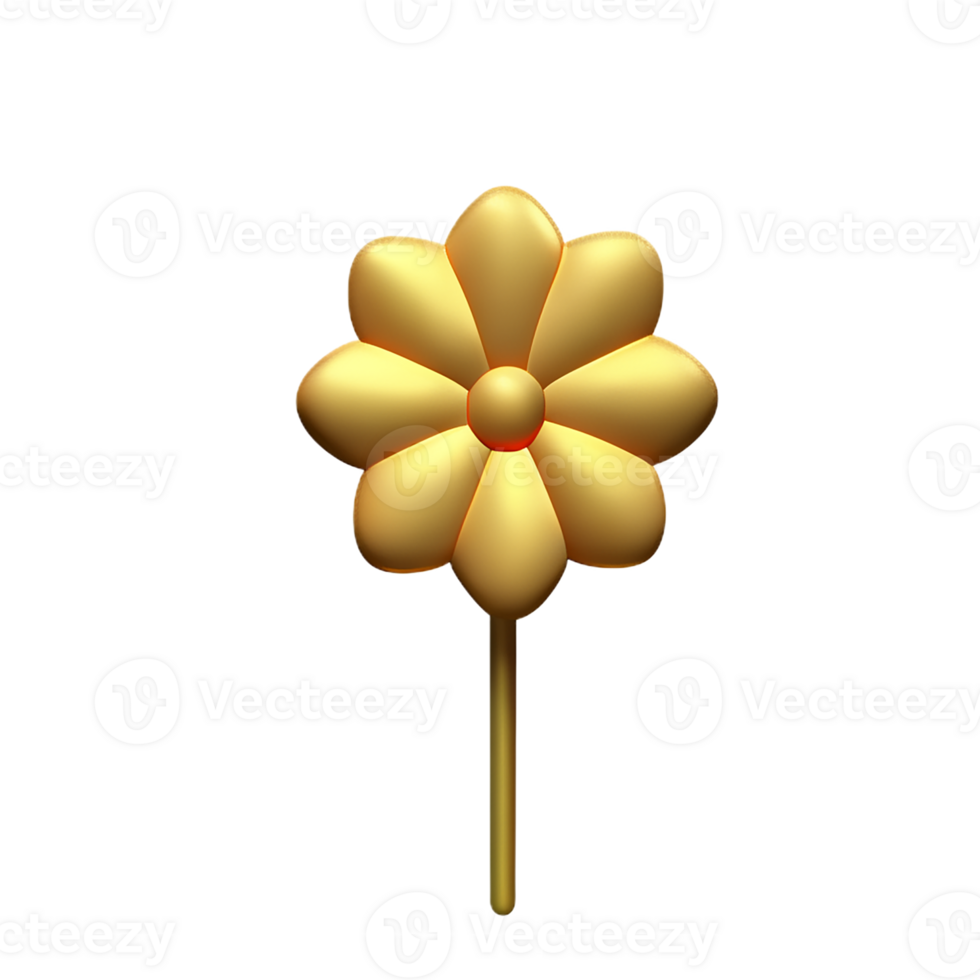 gold flower 3d rendering icon illustration png