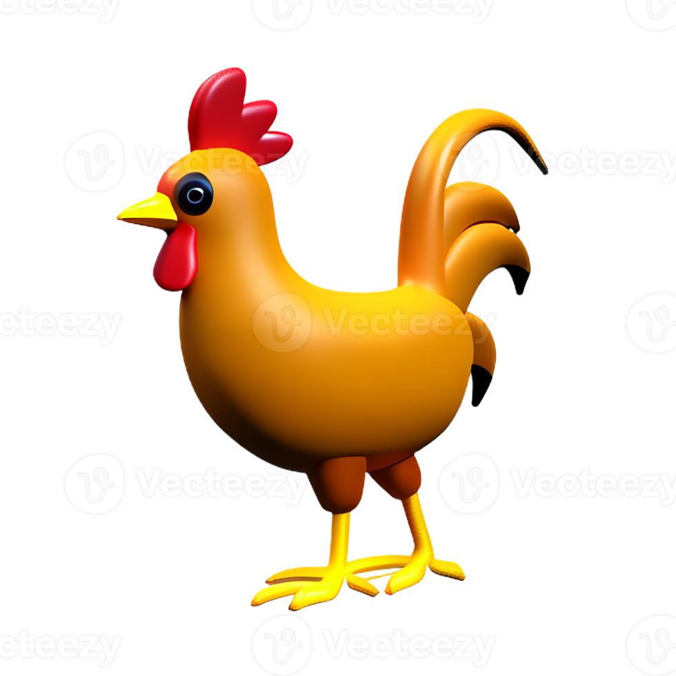 rooster 3d rendering icon illustration png