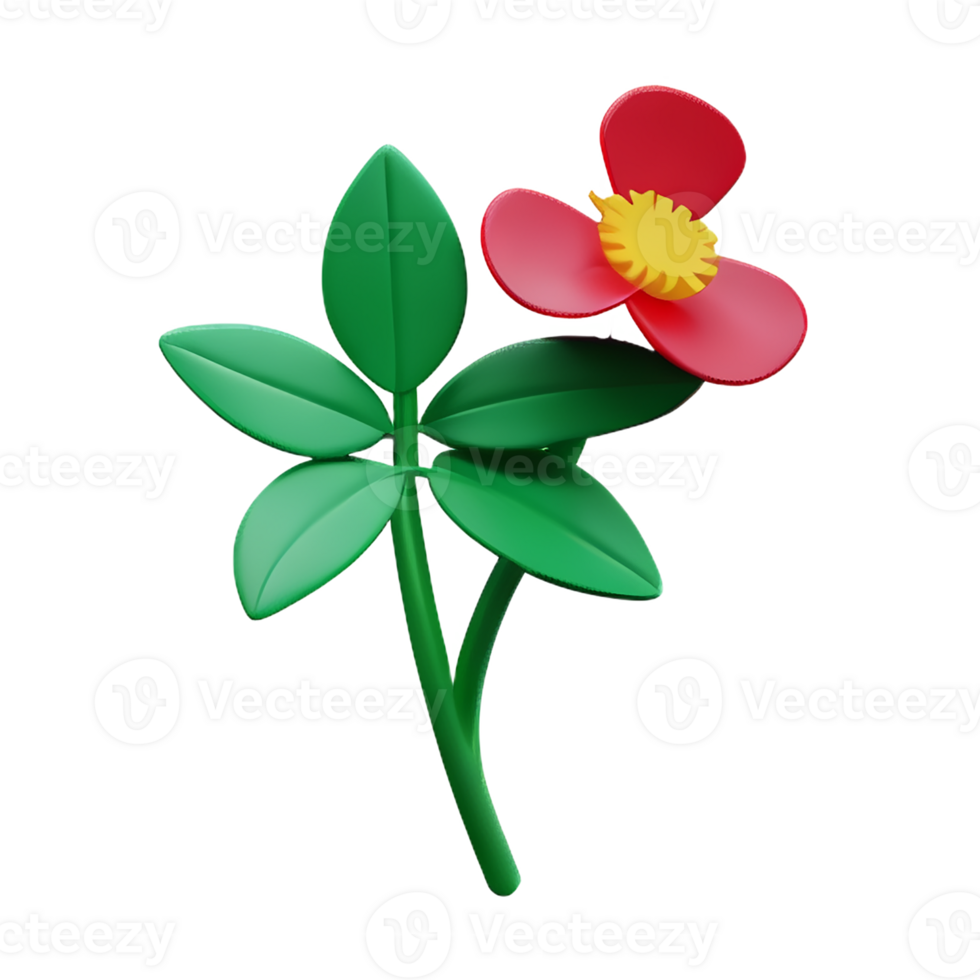 hibiscus 3d rendering icon illustration png