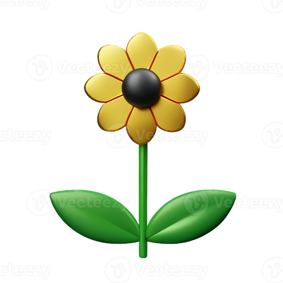 gold flower 3d rendering icon illustration png