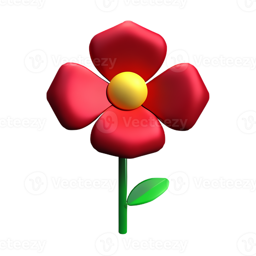 hibiscus 3d rendering icon illustration png