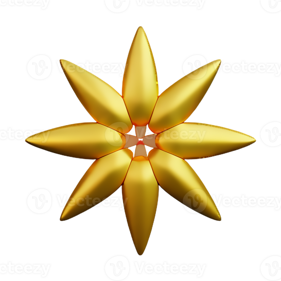 gold flower 3d rendering icon illustration png