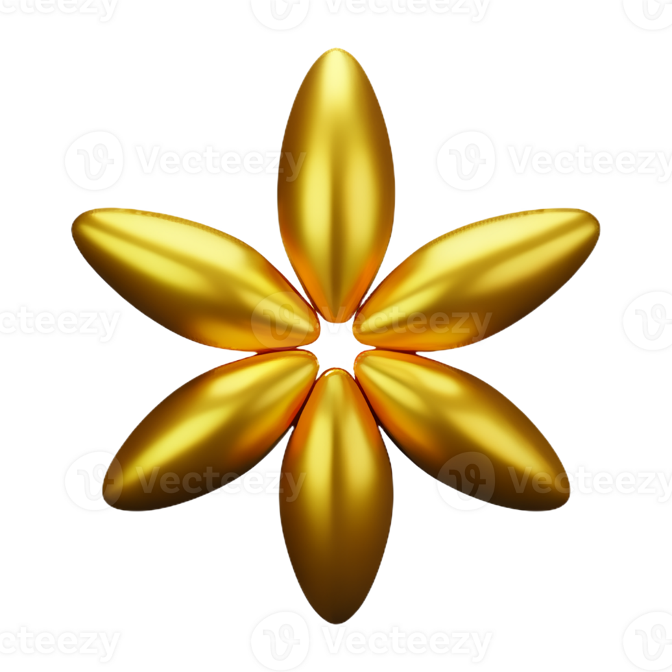 gold flower 3d rendering icon illustration png