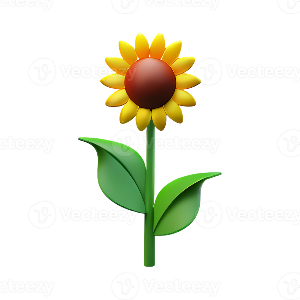sun flower 3d rendering icon illustration png