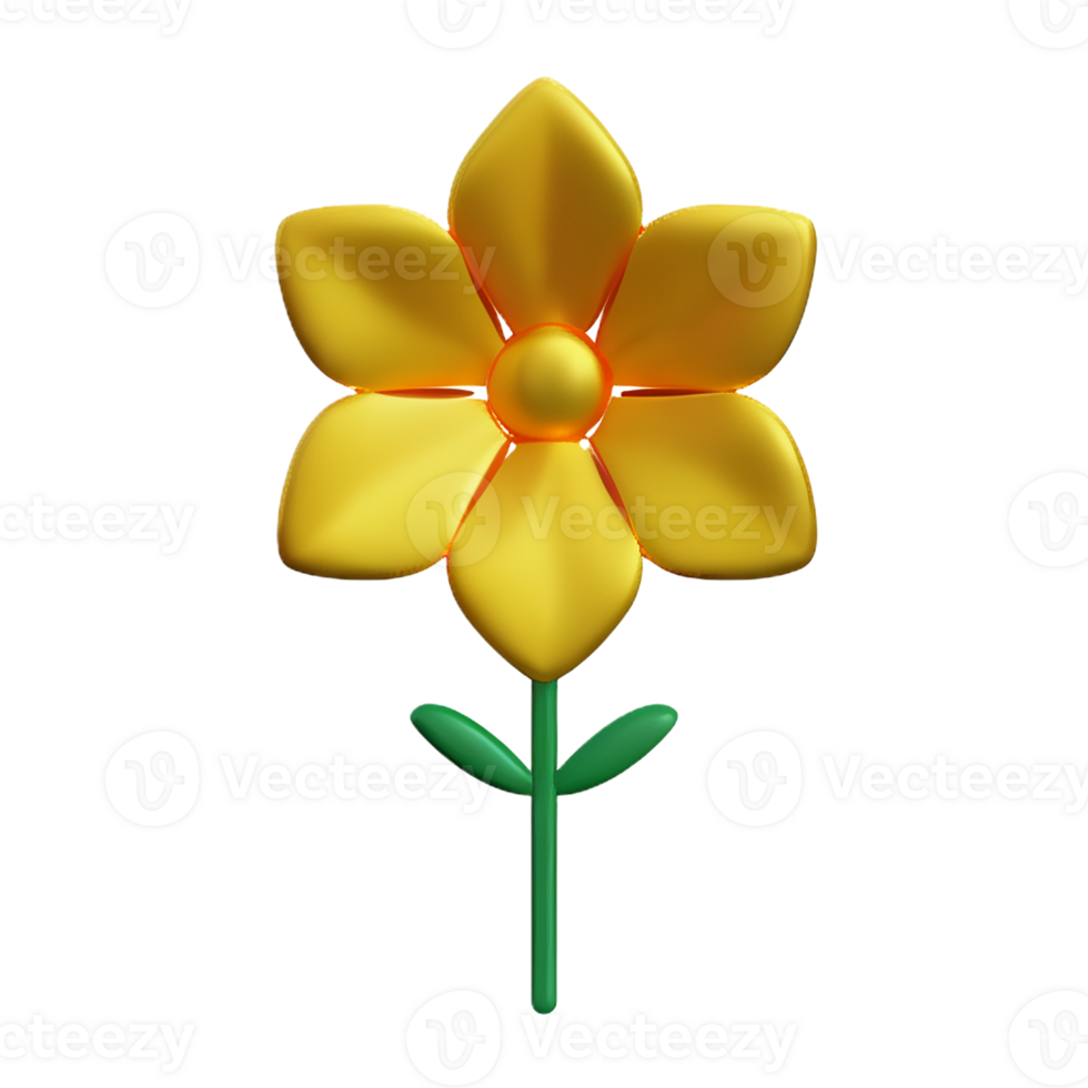 gold flower 3d rendering icon illustration png