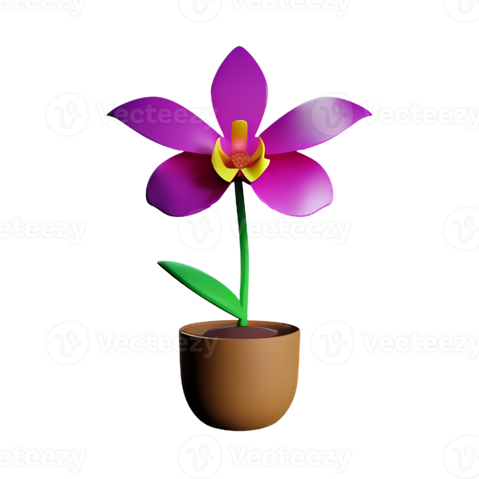 orquídea 3d representación icono ilustración png