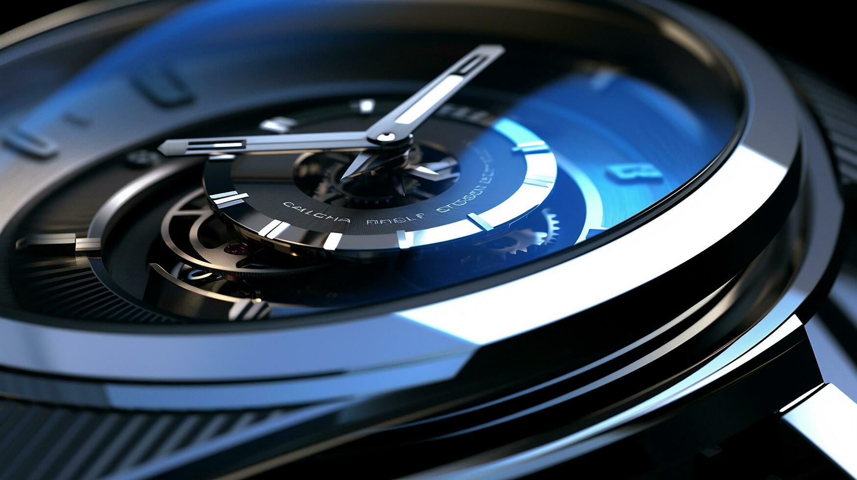 A close up view from a omega watch futuristic modern wallpaper AI Generated Image photo