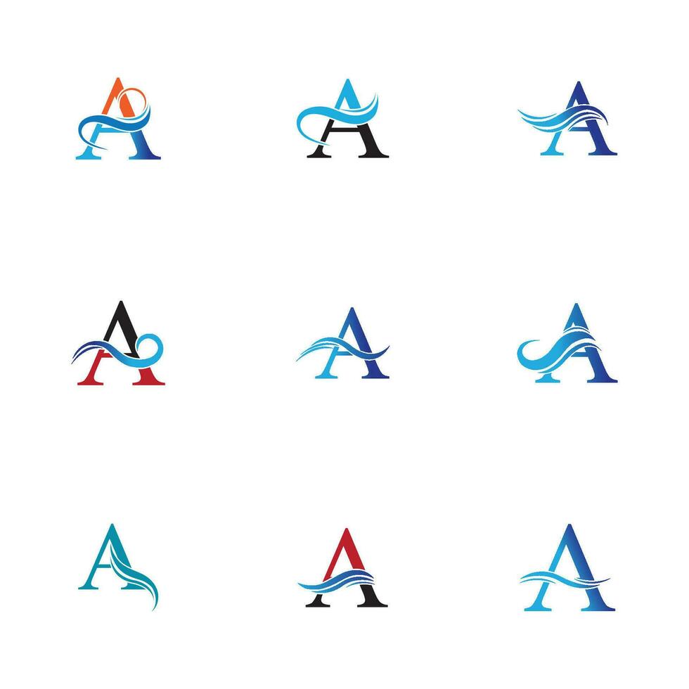 A letter wave Logo Template vector illustration