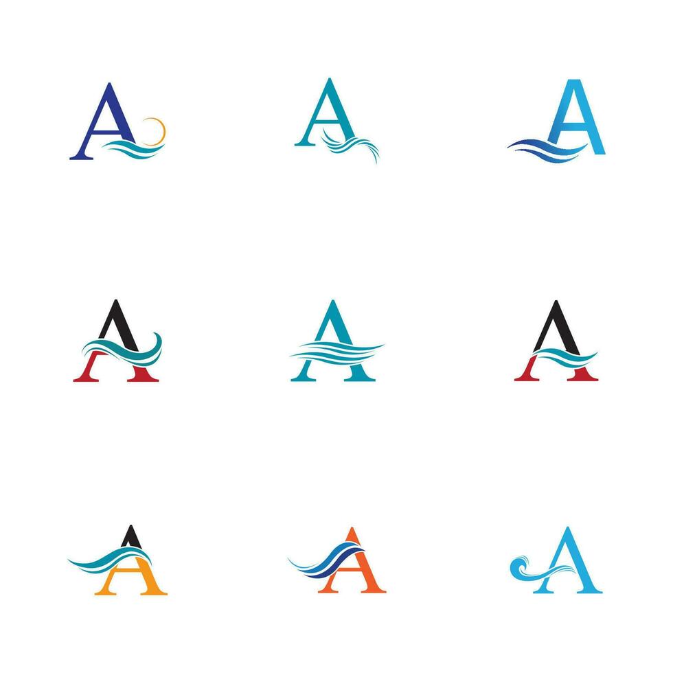 A letter wave Logo Template vector illustration