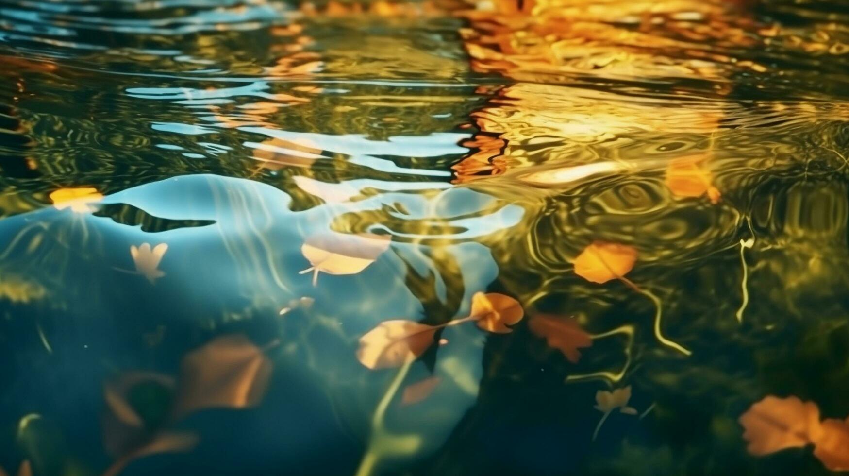 artistic image of nature reflections on smooth surface photography AI Generated Image photo