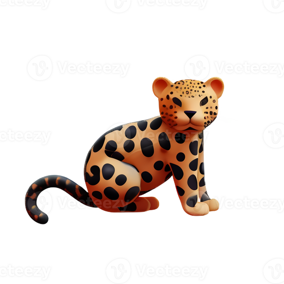 leopard 3d rendering icon illustration png