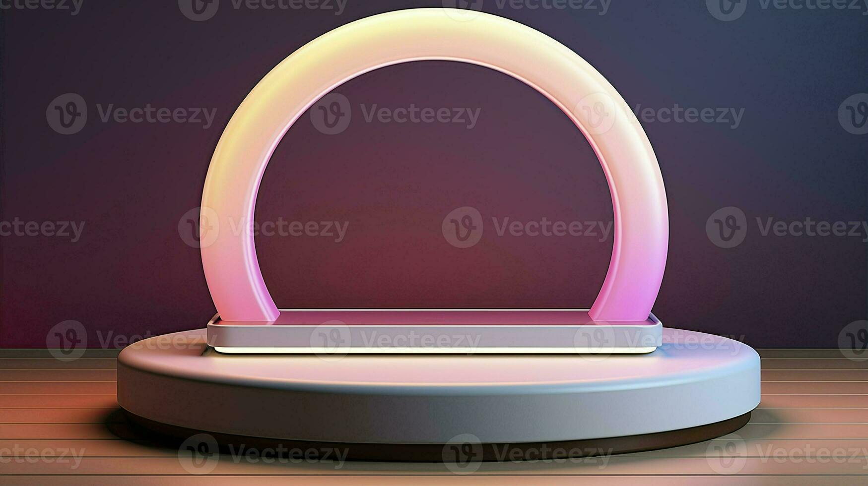 neon podium in bright psychedelic colors with backlighting. in y2k style. ai generated photo
