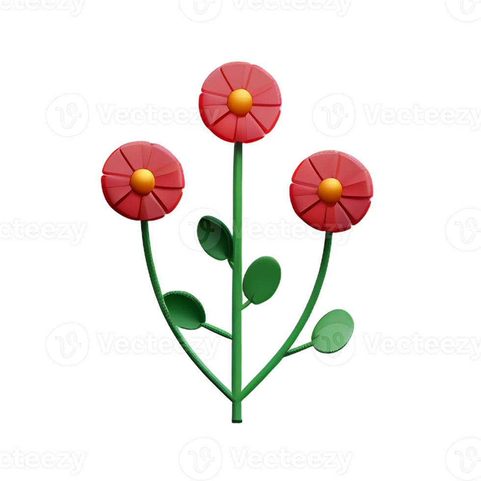 wild flowers 3d rendering icon illustration png