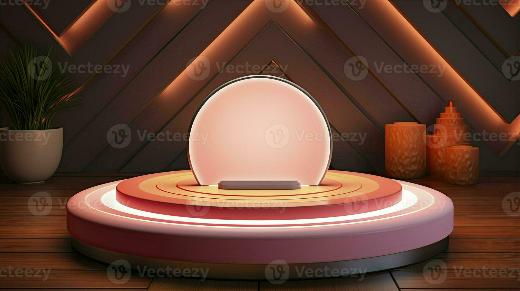 neon podium in bright psychedelic colors with backlighting. in y2k style. ai generated photo