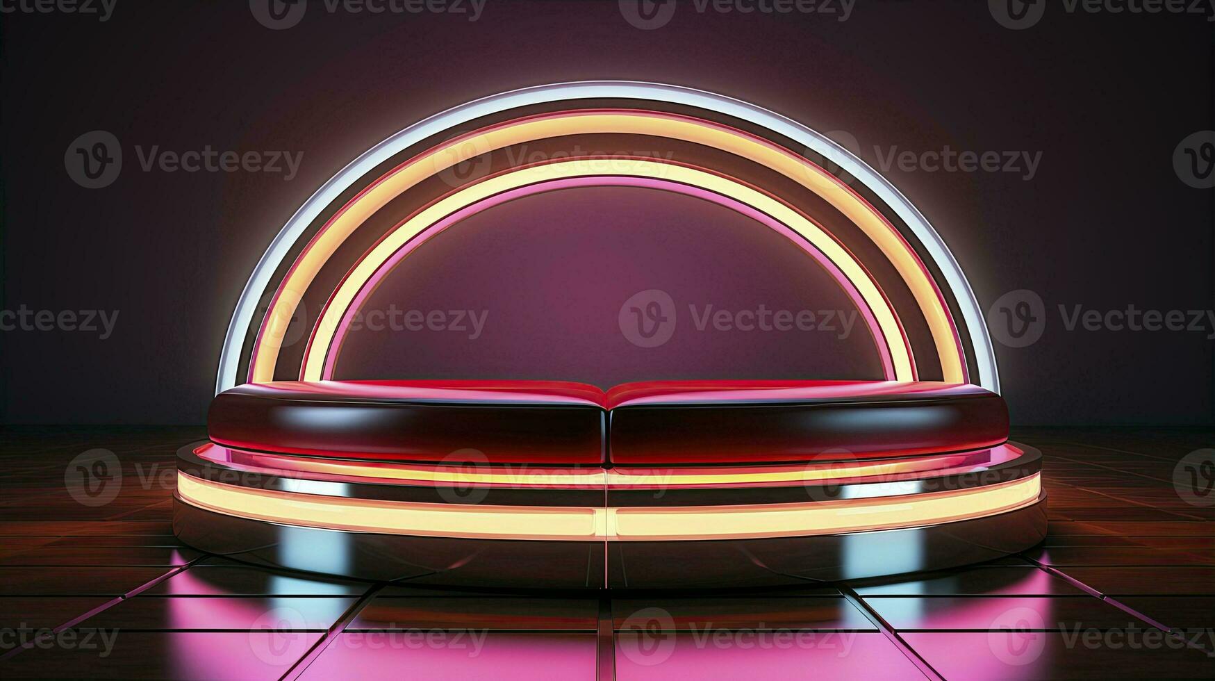 neon podium in bright psychedelic colors with backlighting. in y2k style. ai generated photo