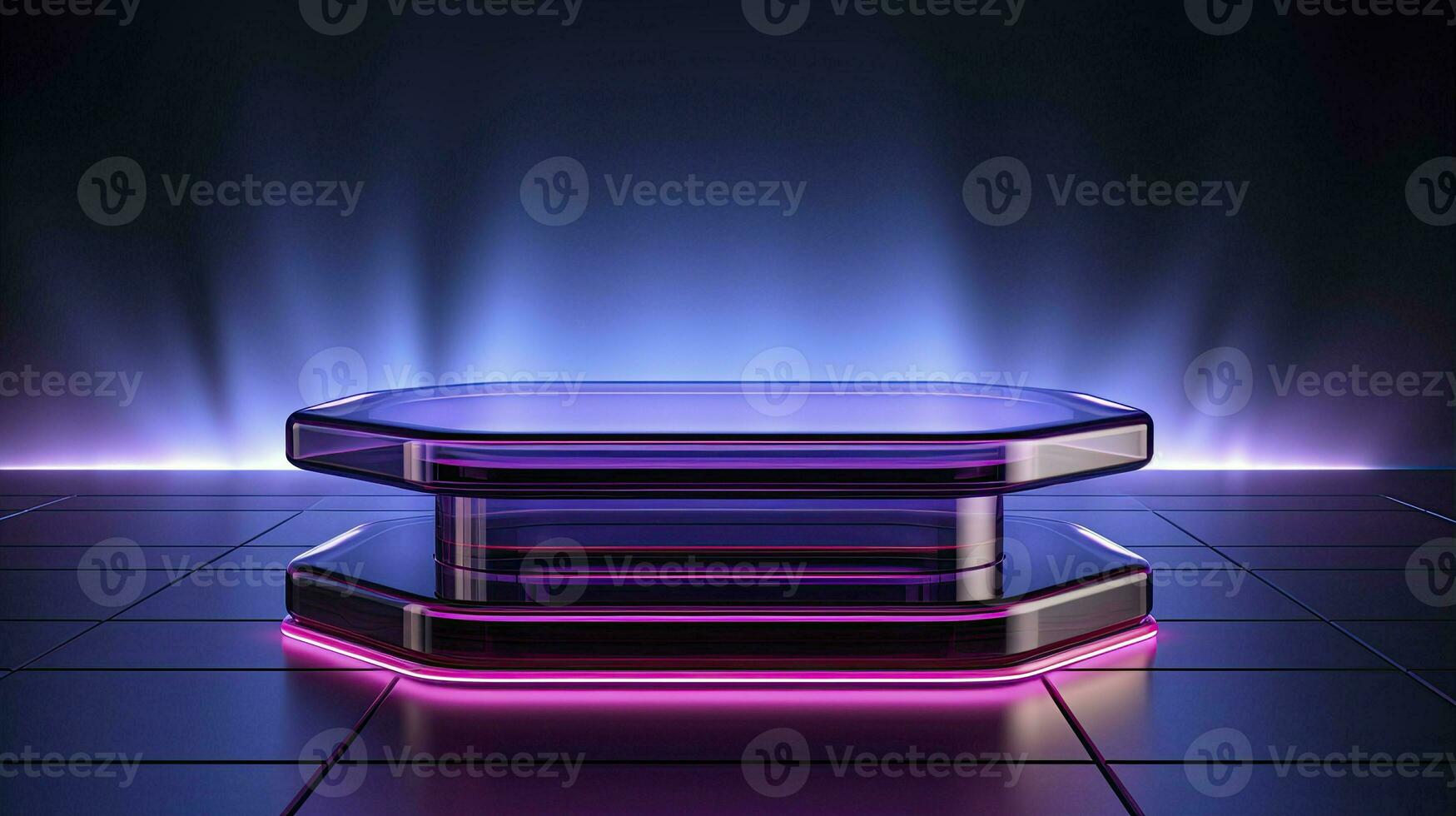neon podium in bright psychedelic colors with backlighting. in y2k style. ai generated photo
