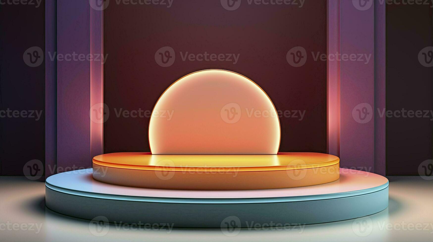 neon podium in bright psychedelic colors with backlighting. in y2k style. ai generated photo