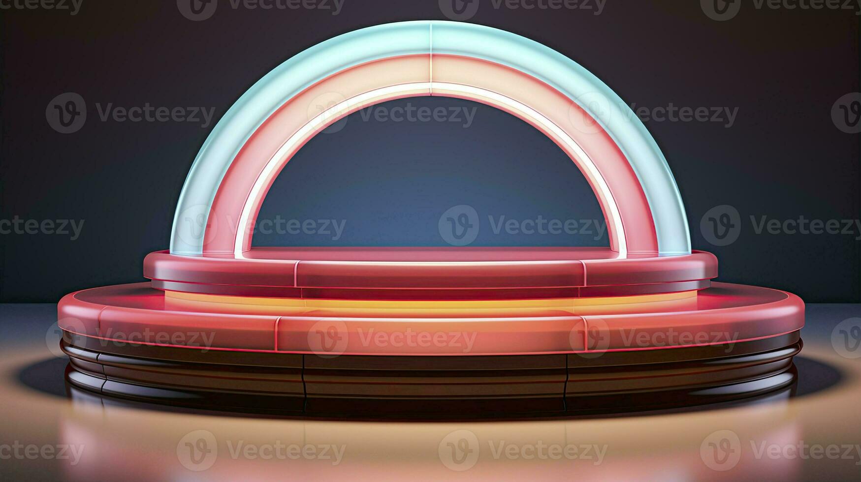 neon podium in bright psychedelic colors with backlighting. in y2k style. ai generated photo