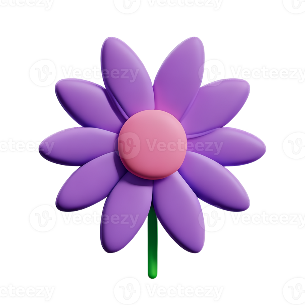 purple flower 3d rendering icon illustration png