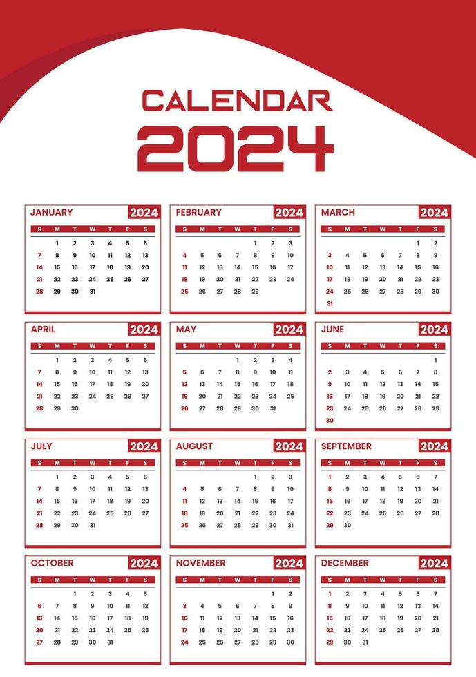 2024 new year calendar design vector
