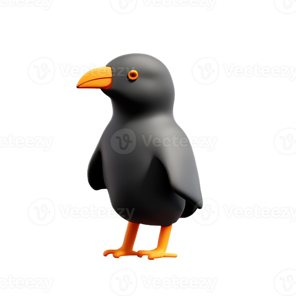 crow 3d rendering icon illustration png