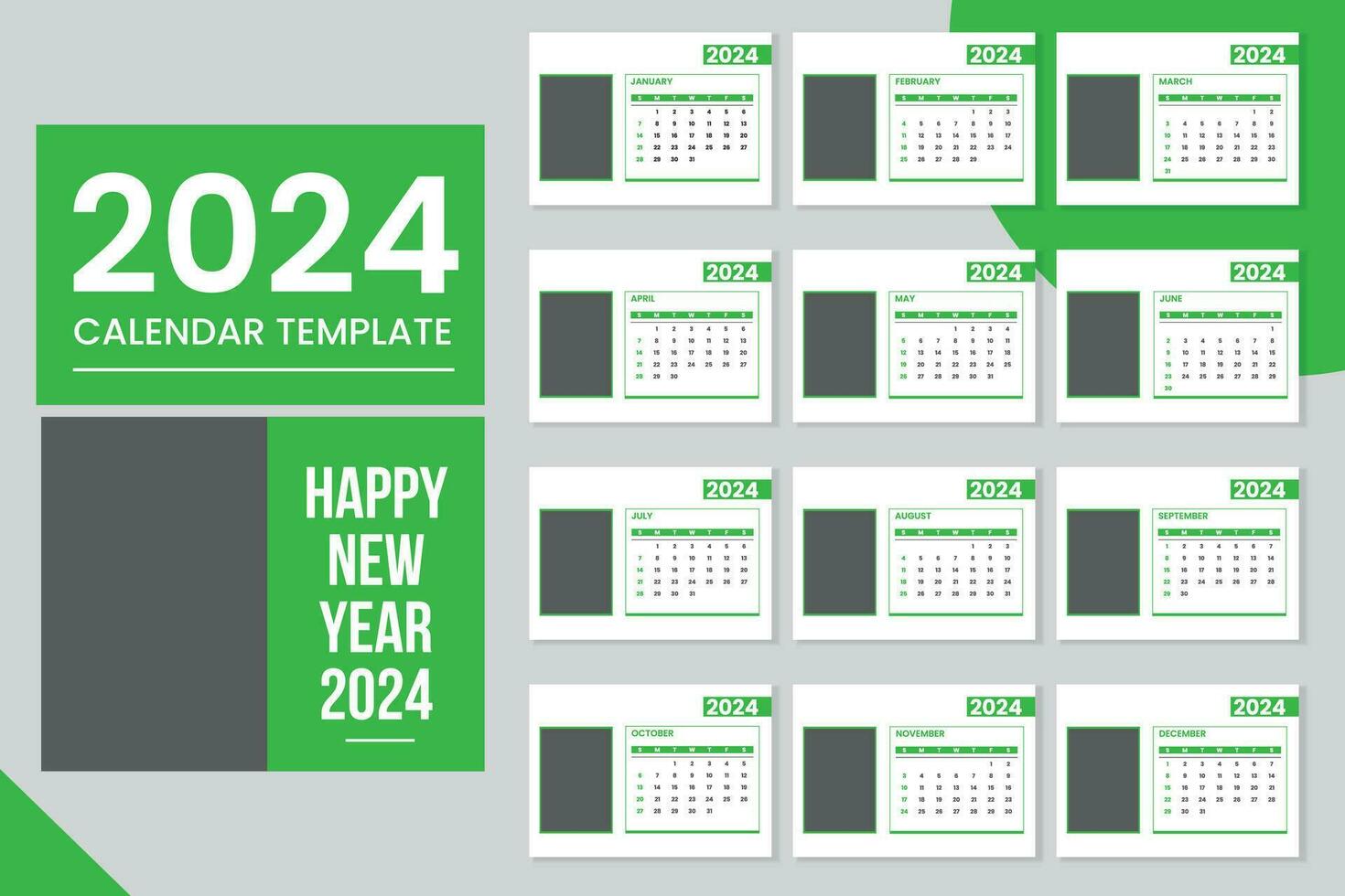 Calendar 2024 corporate design planner template. vector