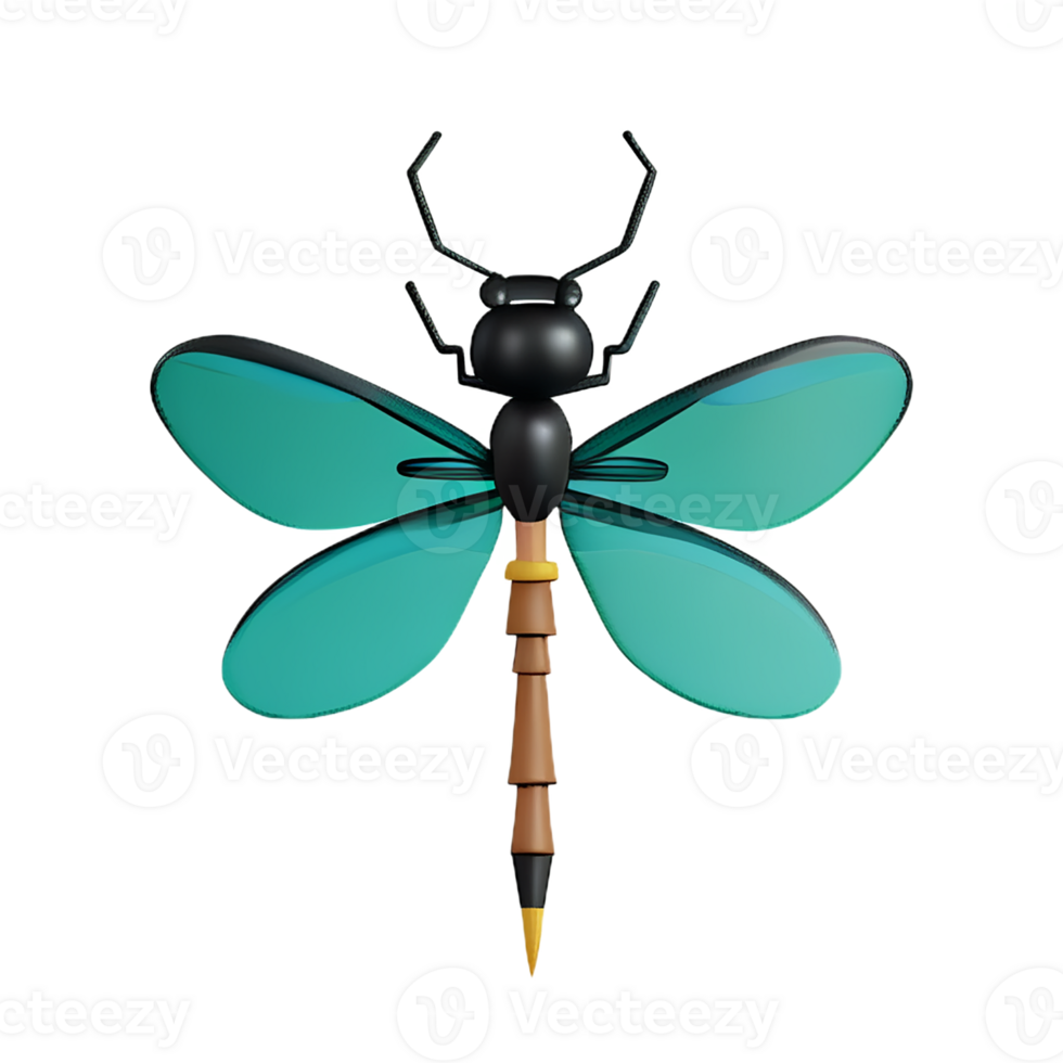 dragonfly 3d rendering icon illustration png