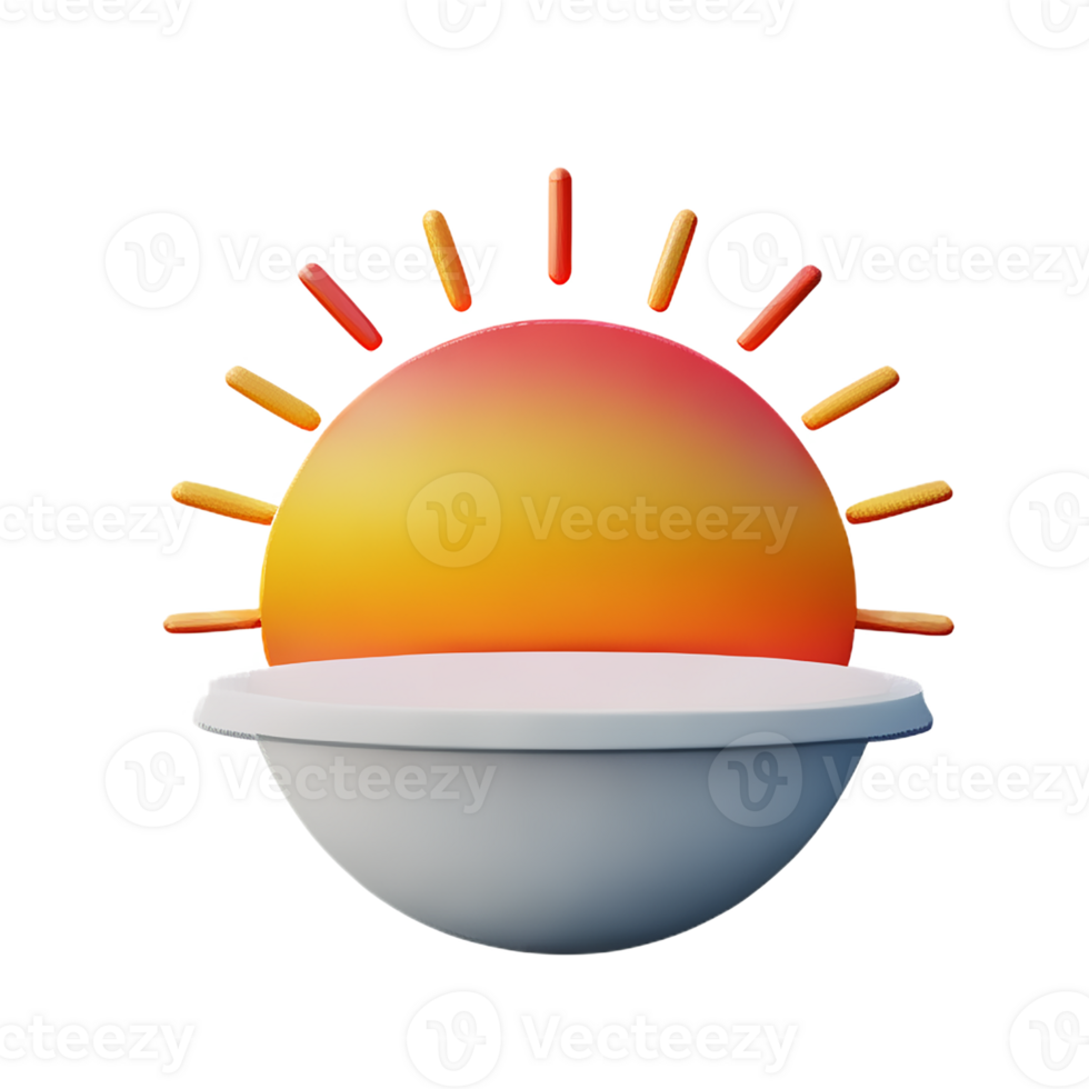 sunrise 3d rendering icon illustration png