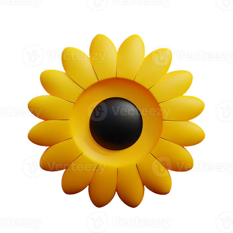 sun flower 3d rendering icon illustration png