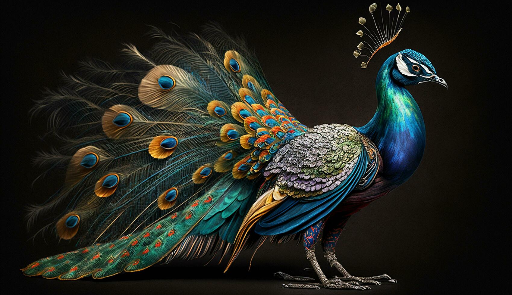 Beautiful and colorful peacock without background AI Generated Image photo